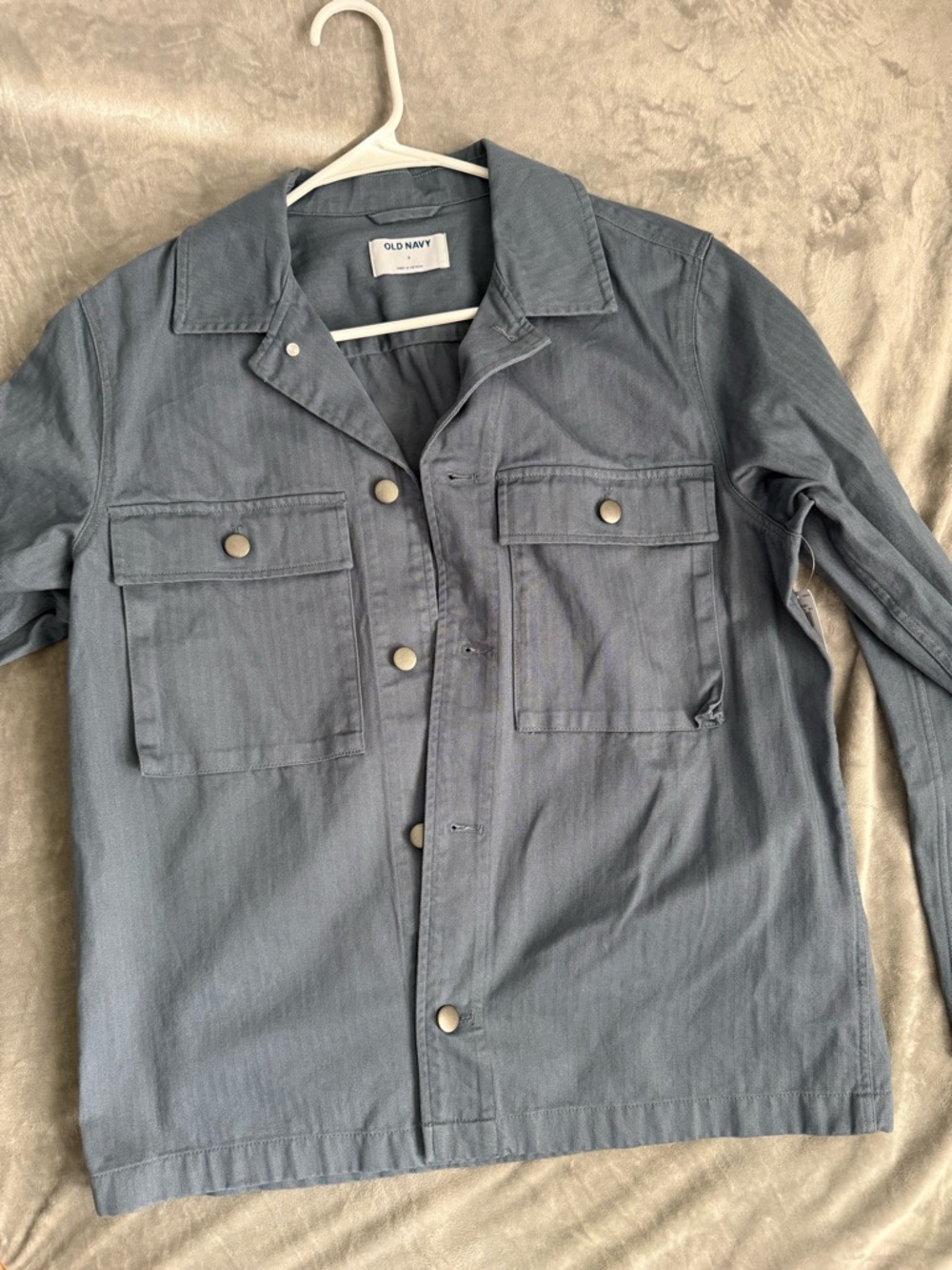 Old Navy Men's Slate Blue Button-Front Utility Shirt Jacket